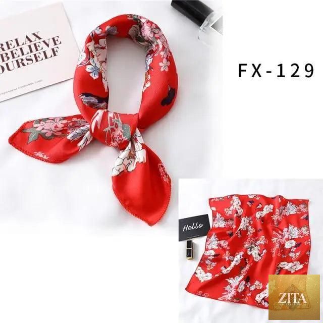 Fashionable printed square silk scarf from Stevvex, versatile accessory for women, can be worn as a neck scarf, hair band, or shawl.