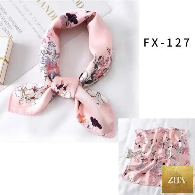 Stevvex square silk scarf for women with colorful printed design, versatile neck accessory, and hair band option.
