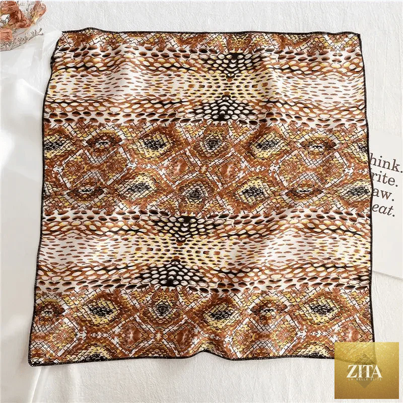 Stevvex square silk scarf with colorful printed design, versatile accessory for women, neck scarf, hair band, or shawl, stylish and lightweight.