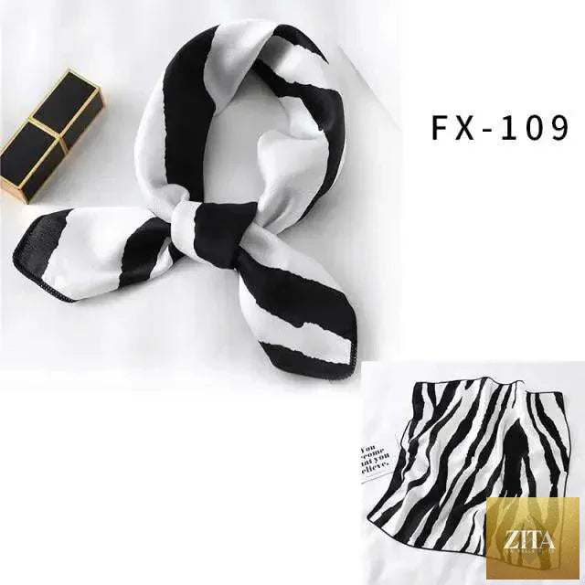 Stevvex square silk scarf for women with trendy printed design, versatile small neck accessory, suitable as a hair band or shawl.