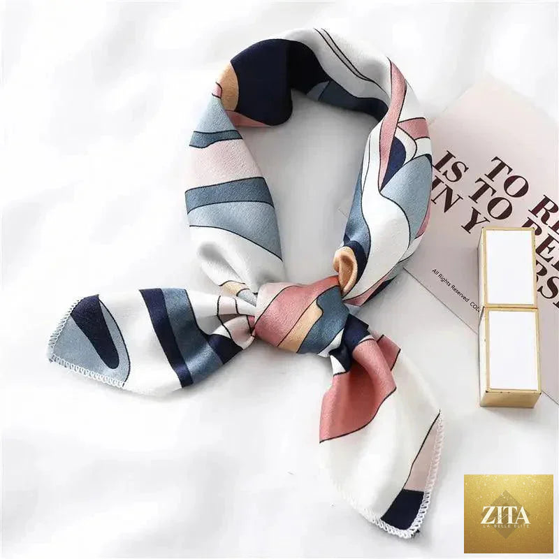 Stevvex square silk scarf for women, fashionable printed design, small neck style, versatile accessory for hair or shawl.