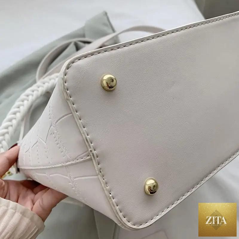 Elegant genuine leather women's bucket shoulder bag with stone pattern, vintage style, by Stevvex.