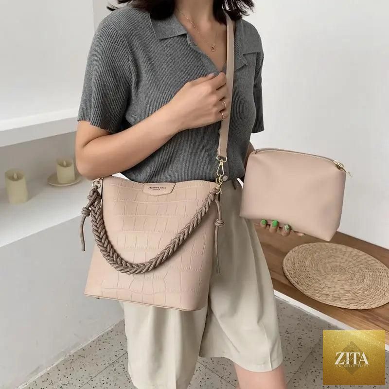 Elegant vintage women's bucket bag by Stevvex featuring genuine leather, stone pattern shoulder bag for ladies.