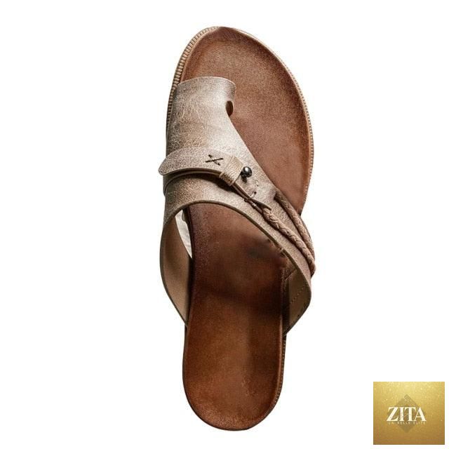 Stevvex vintage summer women's beach sandals with open-toe design, platform sole, lightweight, anti-slip, and arch support.