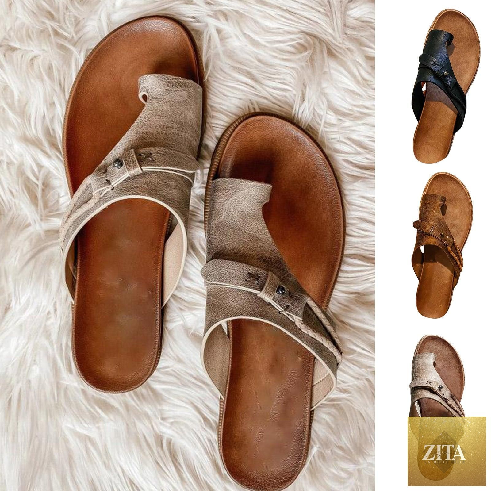 Stevvex vintage women's summer beach sandals, open-toe platform style with lightweight design, anti-slip soles, and arch support.