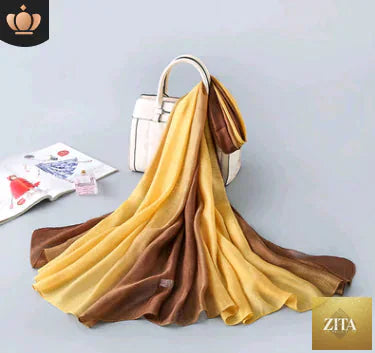 Elegant gradient silk women's scarf from Trendy Attic Store01, designed for sun protection and stylish accessory.