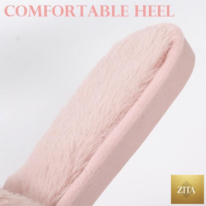 Stevvex women's plush faux fur slippers with open toe, heart-shaped design, soft memory foam, cozy indoor flat house shoes.