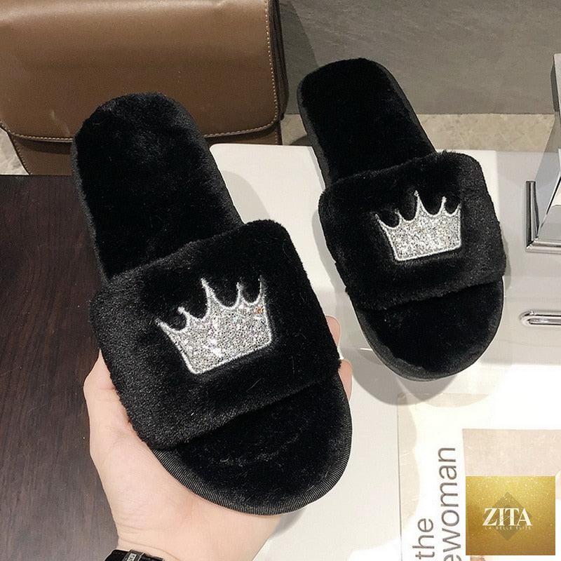 Stevvex women's warm fluffy faux fur slippers with open toe design, heart-shaped slip-ons, soft memory foam, indoor floor slides.