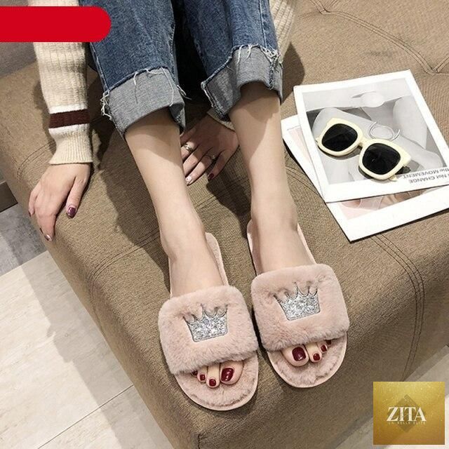 Stevvex women's faux fur indoor slippers with heart-shaped design, open toe, memory foam sole, soft plush exterior, cozy flat house shoes