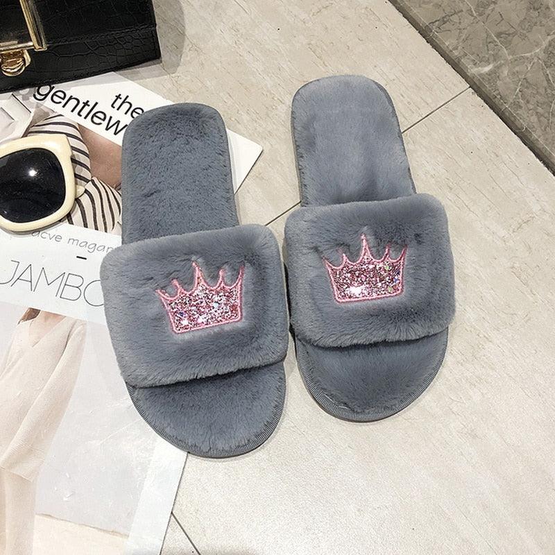 Stevvex women's faux fur indoor slippers with heart-shaped design, soft memory foam, open toe, and cozy flat slide style.