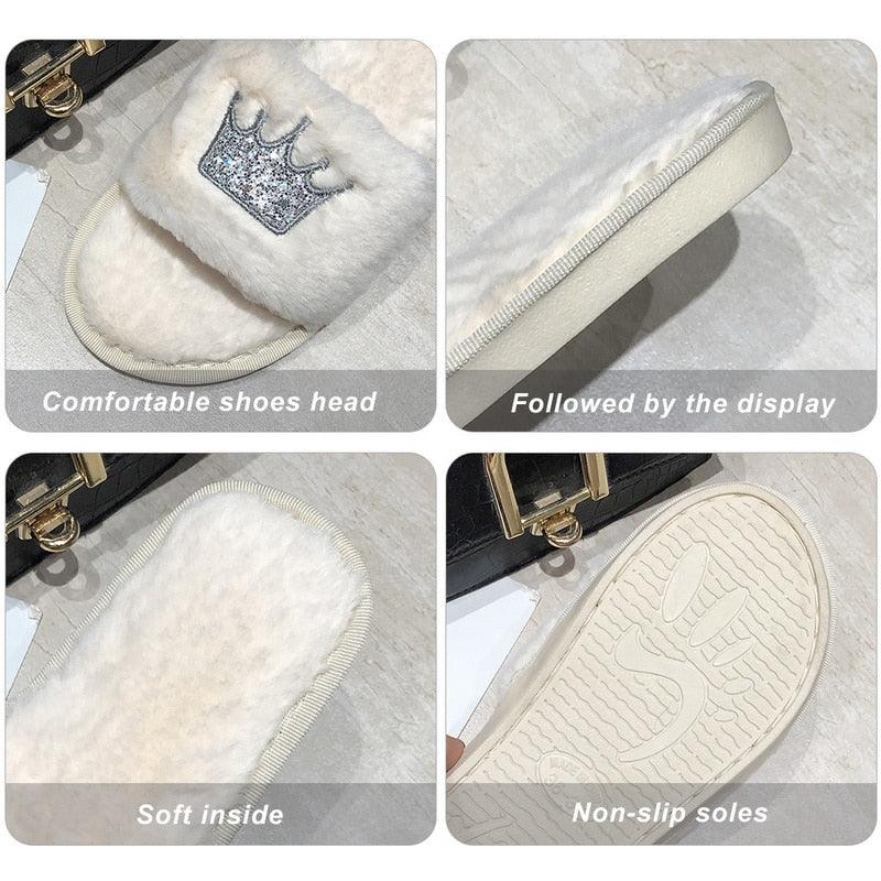 Stevvex women's warm faux fur indoor slippers with heart-shaped flip flops, open toe, memory foam, soft furry cozy house shoes