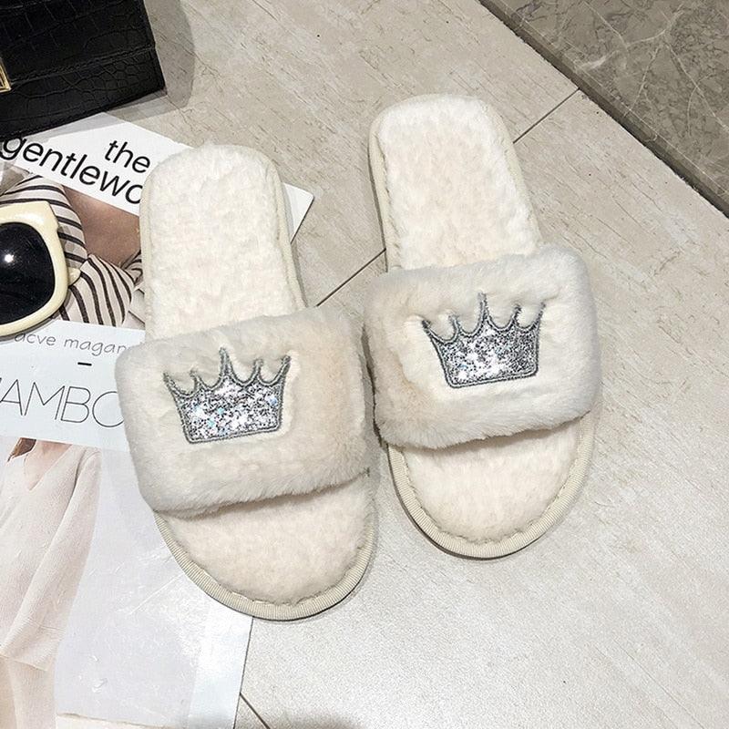 Stevvex women's warm fluffy faux fur slippers with heart-shaped open toe design, soft memory foam, indoor cozy floor slides