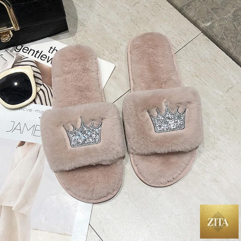 Stevvex women's warm fluffy faux fur slippers with open toe, heart shape design, memory foam sole, indoor floor slides for cozy comfort.