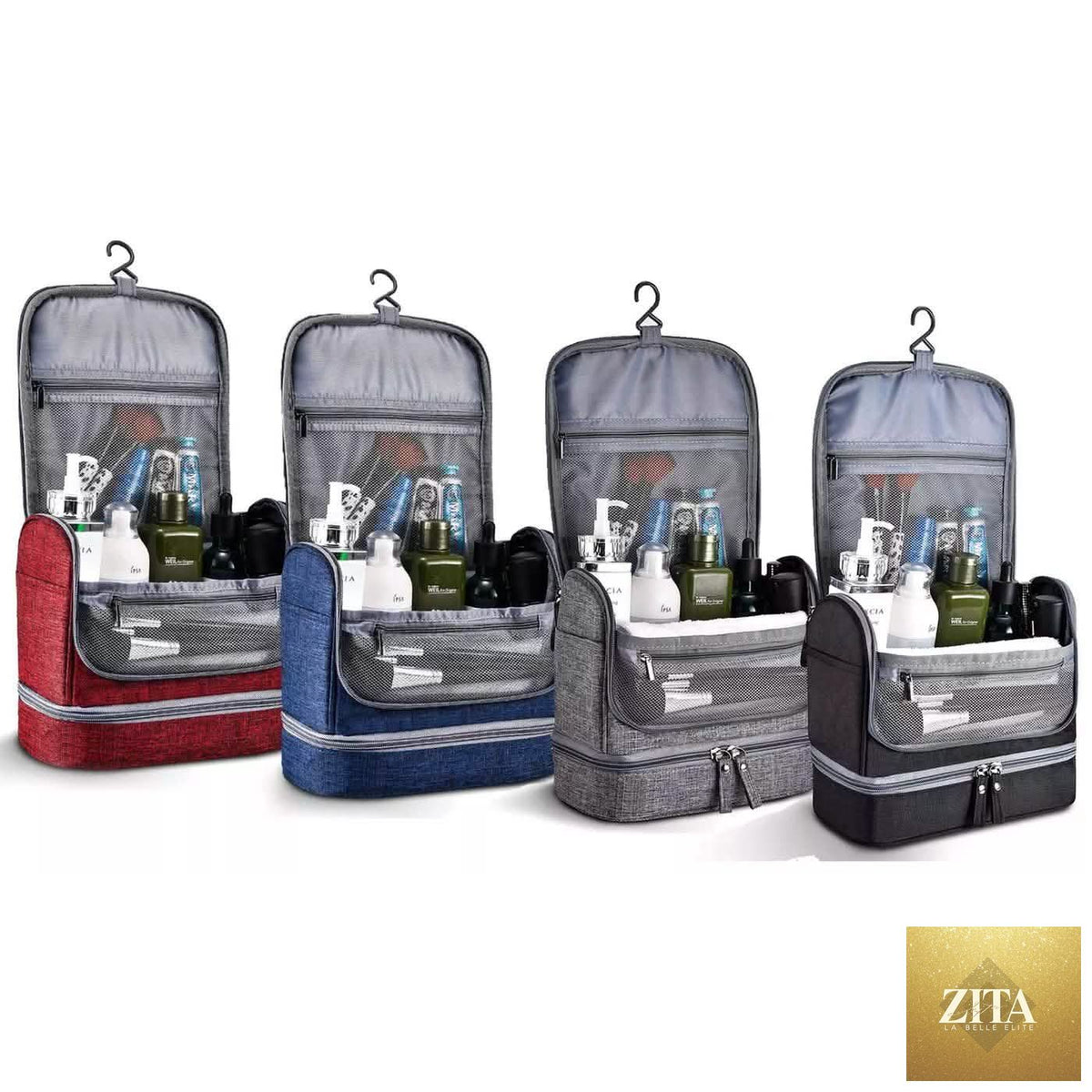 Waterproof hanging travel toiletry bag by DailySale, suitable for men and women, with multiple compartments for personal care items.