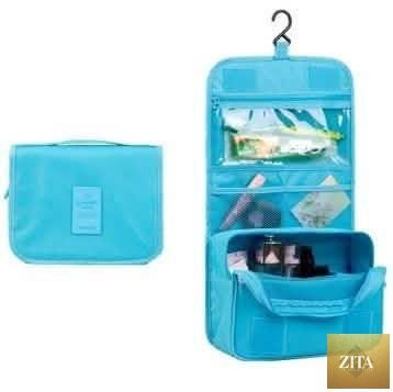 Sky blue waterproof travel toiletry bag by DailySale, versatile for beauty and personal care essentials in assorted styles.