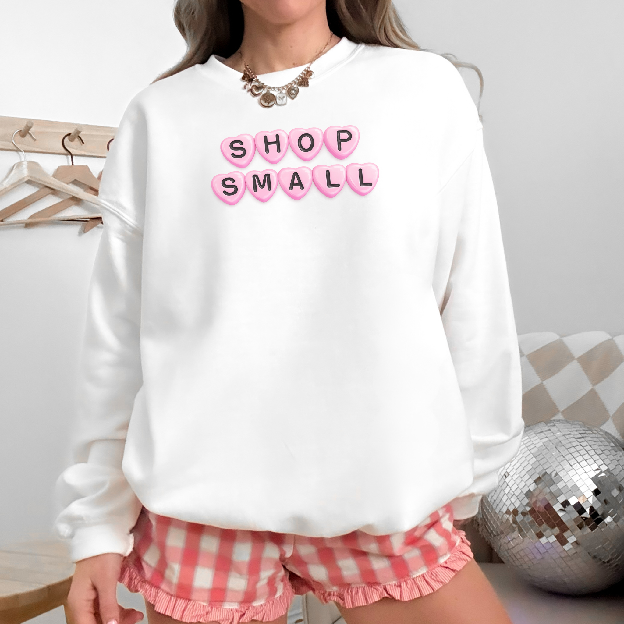 Shop Small Sweatshirt | Small Business Support Crewneck | Valentine Shop Small Pullover | Cozy Boutique Graphic Sweatshirt