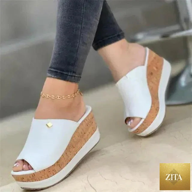 White Stevvex women's summer peep toe sandals with elegant high heels and stylish design for a luxury fashion look.