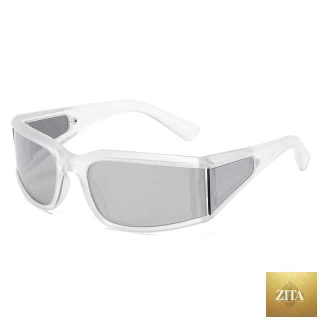 White modern Stevvex women’s luxury sunglasses with UV400 protection, lightweight frame, comfortable fit, and durable design.