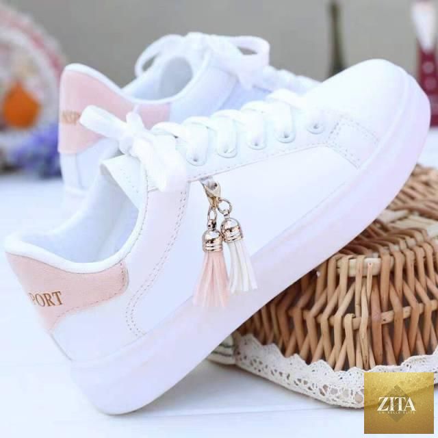 White Stevvex women's breathable sneakers, casual low-top lace-up flats, comfortable soft walking shoes for women and girls.