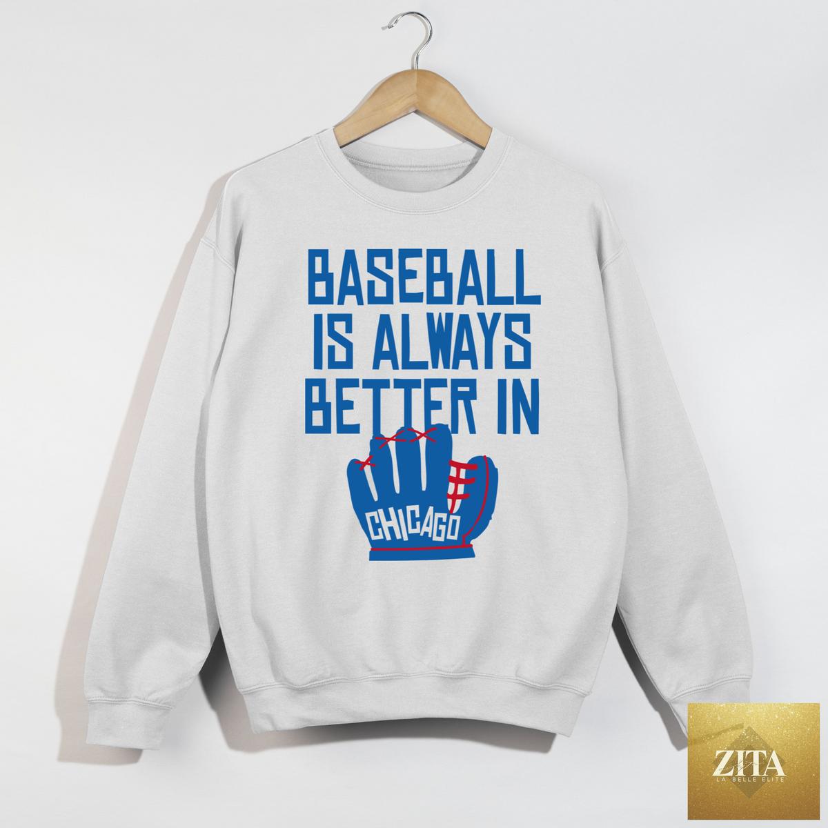 White Hey Jude Graphic Tees baseball-themed T-shirt featuring the phrase "Baseball Is Always Better In Chicago."