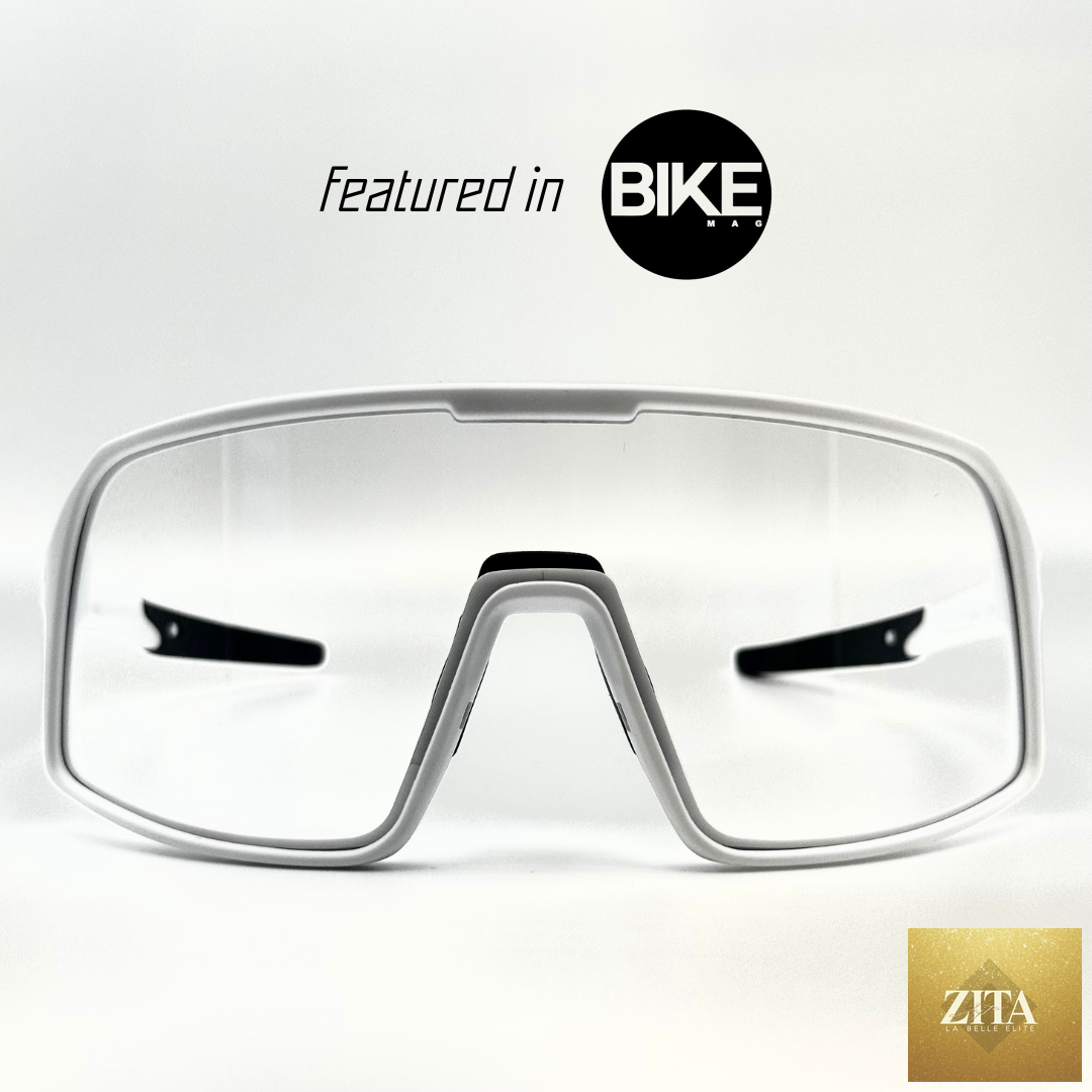 Eastern Outer Mojave sunglasses with photochromic lenses, white frame and sleek sporty design.