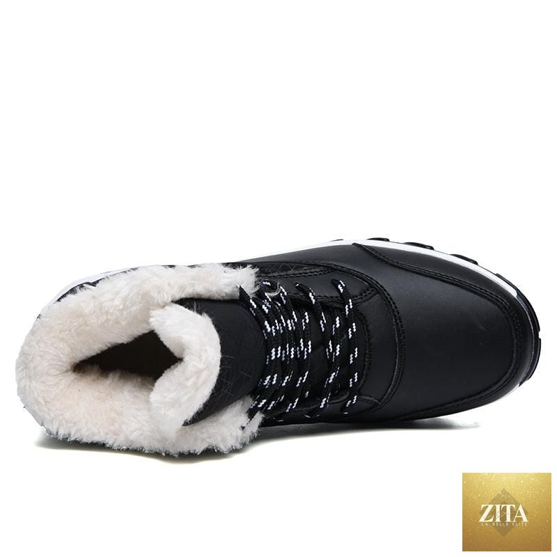 Stevvex winter women's sneakers with breathable fabric, warm fur lining, anti-slip sole, and stylish high heel for cold weather.