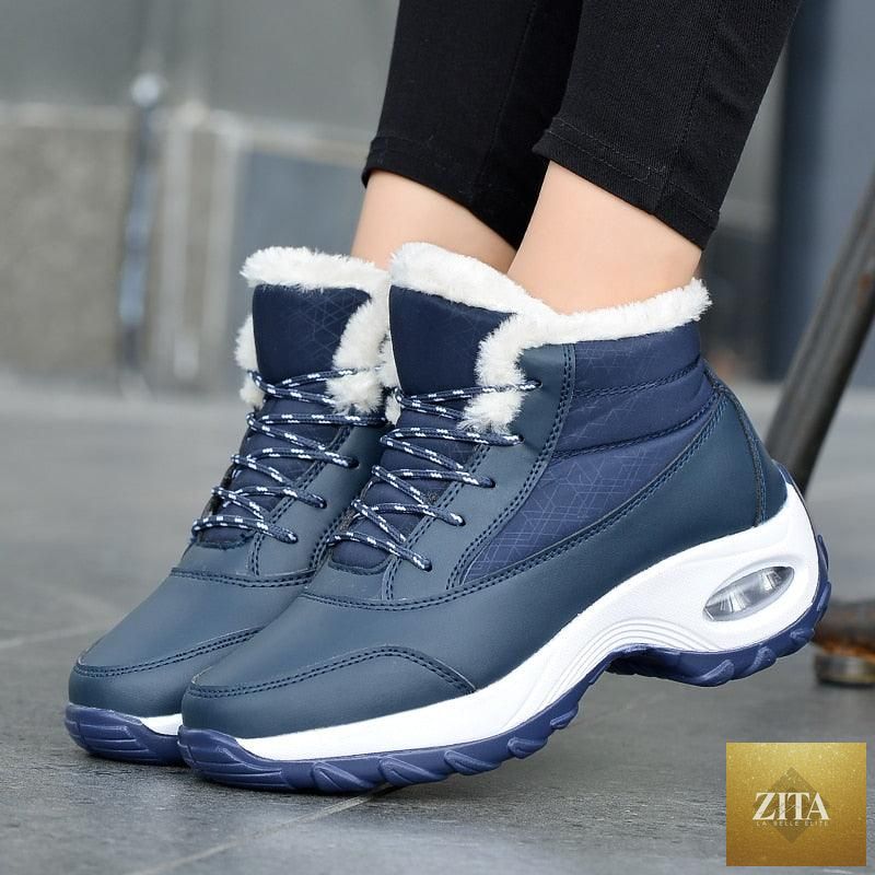 Stevvex winter women's sneakers with breathable fabric, warm fur lining, anti-slip sole, and high heels for casual and running activities.