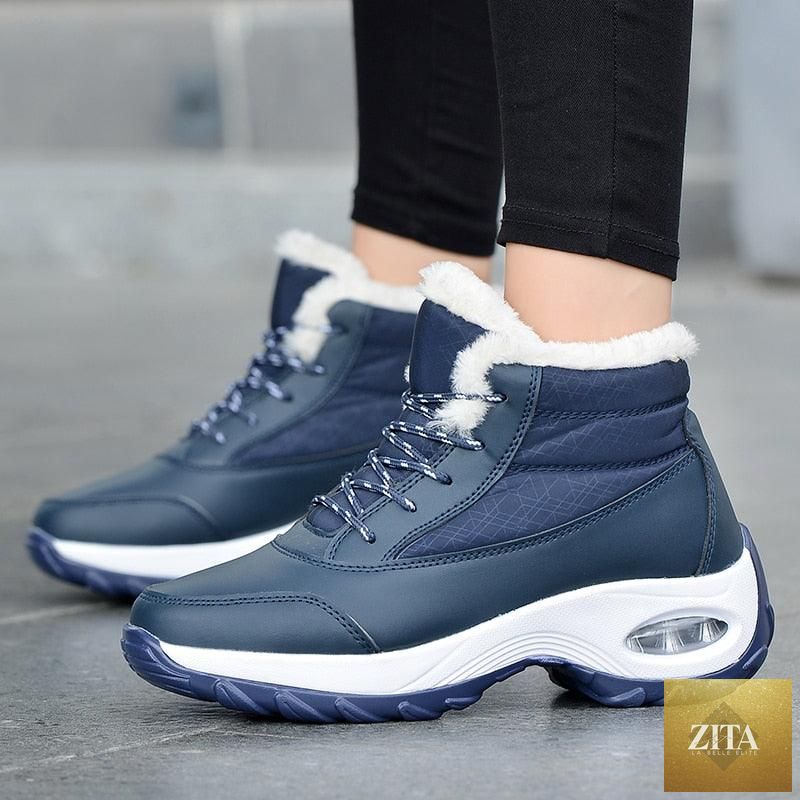 Stevvex winter women's sneakers with breathable fabric, warm fur lining, anti-slip soles, and high heels for casual and running wear.