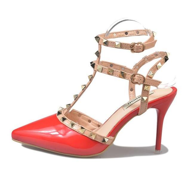 Stevvex women's summer high heels with pointed toes, strappy straps, adjustable ankle strap, closed toe, luxury sandal style.