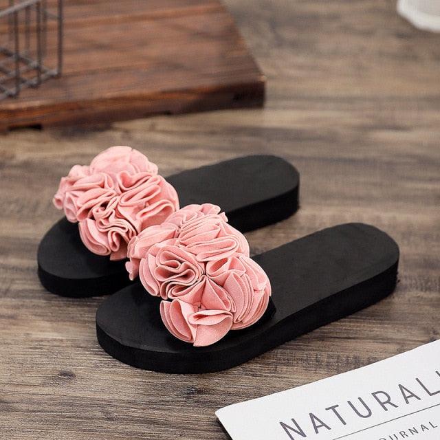 Women Stevvex bow summer sandals with high heels, platform flip-flops, casual floral design, indoor-outdoor beach shoes