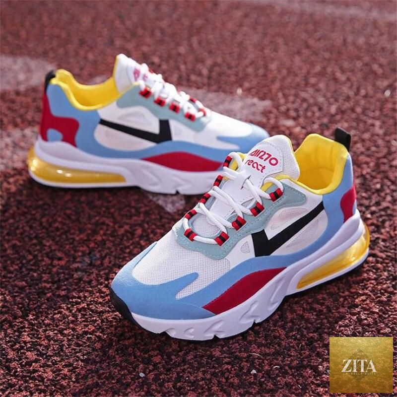 Women Stevvex colorful casual sneakers with flat thick sole, lightweight air cushion for walking, running, and athletic activities.