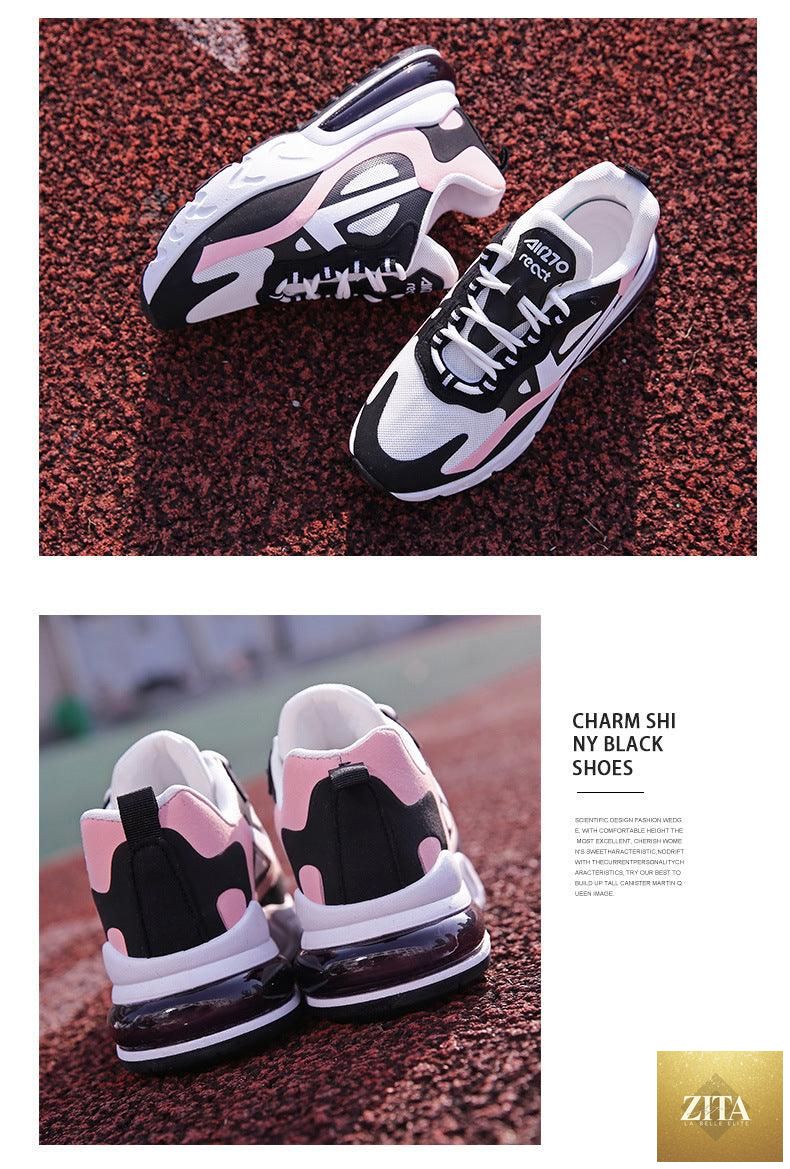 Women Stevvex colorful casual sneakers with flat thick sole, lightweight, breathable air cushion for walking, running, and gym fitness.
