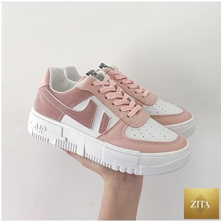 Women Stevvex colorful casual sneakers with flat thick sole, lightweight air cushion, breathable design, ideal for walking and running.
