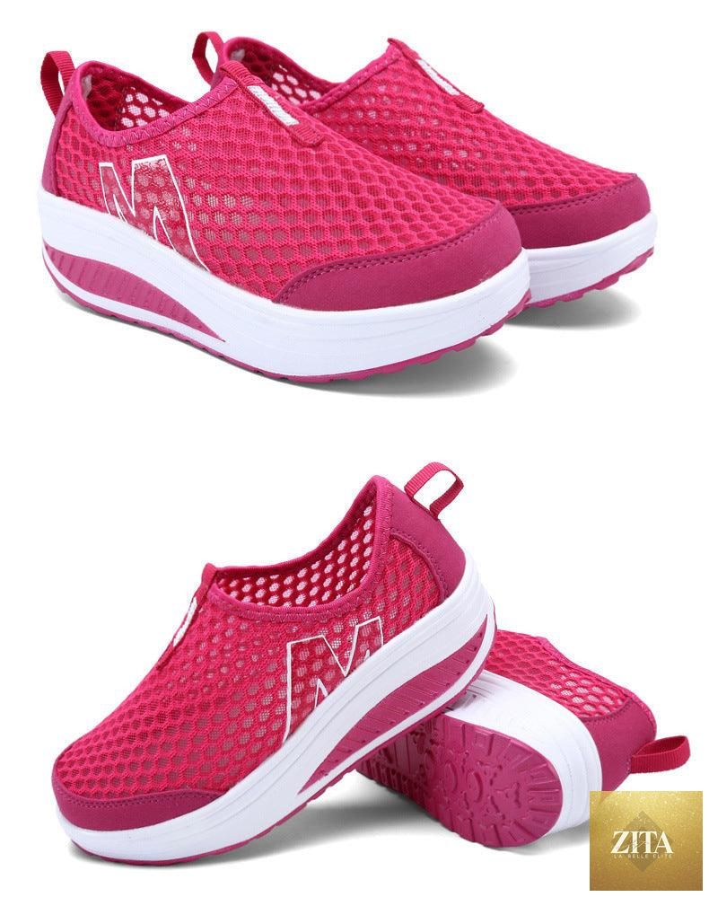 Women Stevvex casual sneakers with breathable air mesh, platform design, ideal for walking, tennis, and fitness.
