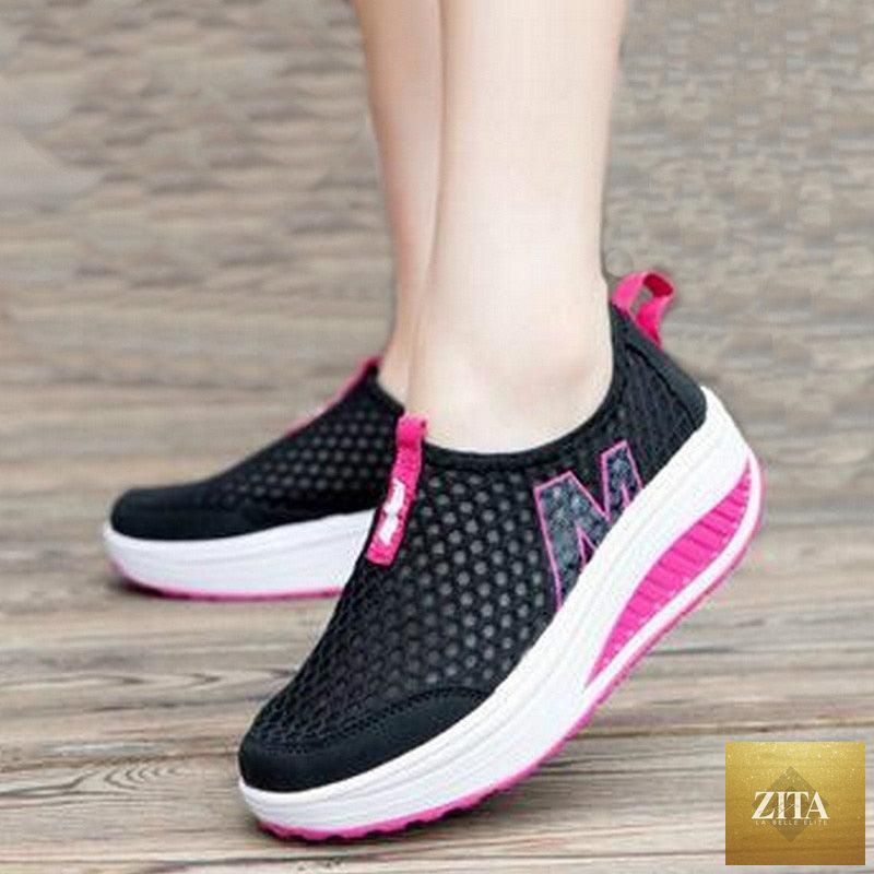 Women Stevvex casual sneakers with breathable air mesh, platform design, ideal for walking, tennis, and fitness activities.