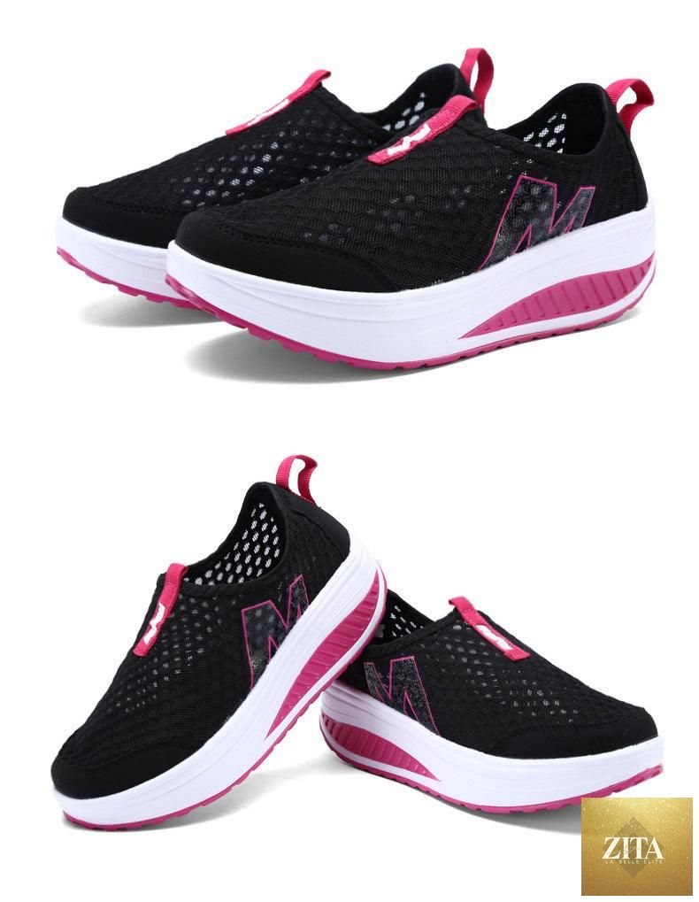 Women’s Stevvex casual sneakers with breathable air mesh, platform design, ideal for walking, tennis, and fitness activities.