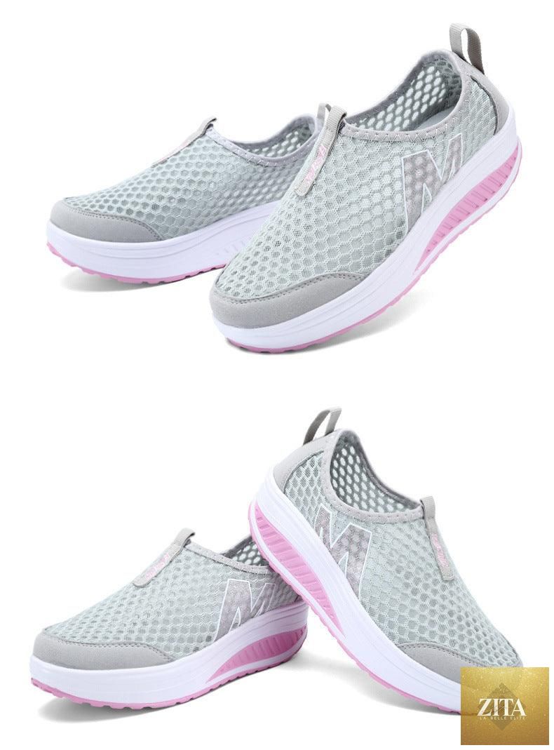 Women Stevvex casual sneakers with breathable air mesh, platform design, ideal for walking, tennis, and fitness activities.