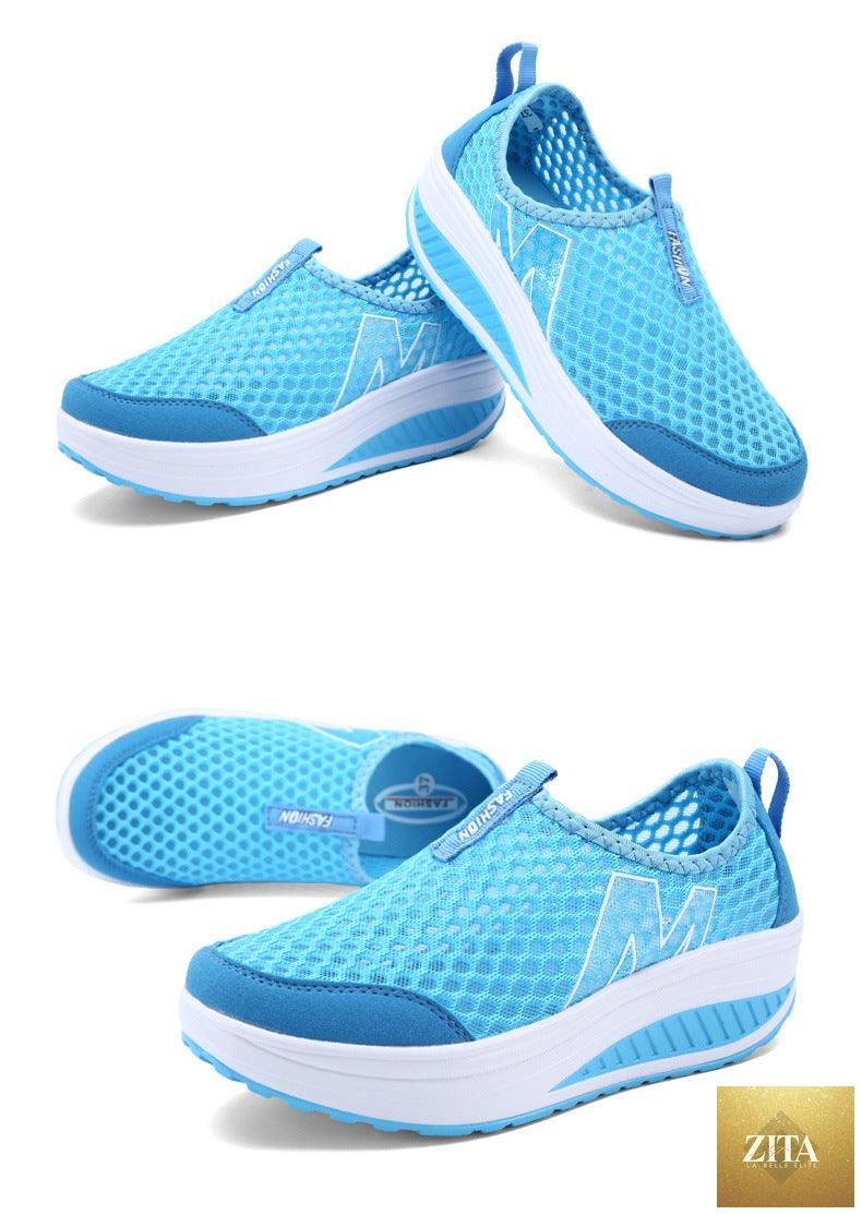 Women Stevvex casual sneakers with breathable air mesh, platform design, lightweight, comfortable, ideal for walking and fitness.