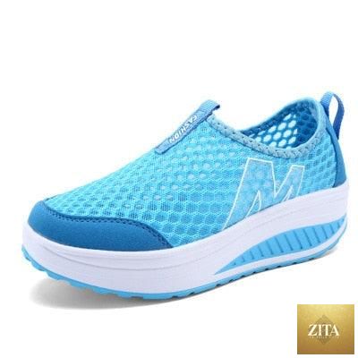 Women Stevvex casual sneakers with breathable air mesh, platform design, perfect for walking and fitness, lightweight and comfortable.