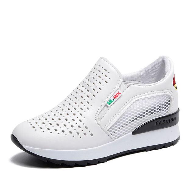Women Comfortable Casual Shoes Summer Slip On Mixed Colors Increasing Height Sneakers Fashion High Top Hidden Heel Shoes Casual Platform Ankle Boots