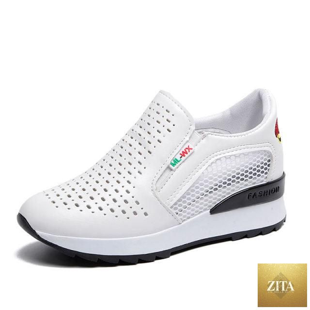 Women’s Stevvex casual slip-on sneakers in mixed colors with hidden heels, high tops, and platform soles for summer comfort and style.