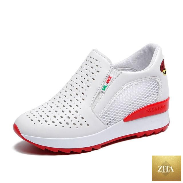 Women’s casual slip-on sneakers by Stevvex featuring mixed colors, high-top design, hidden heel, and casual platform style for summer wear.