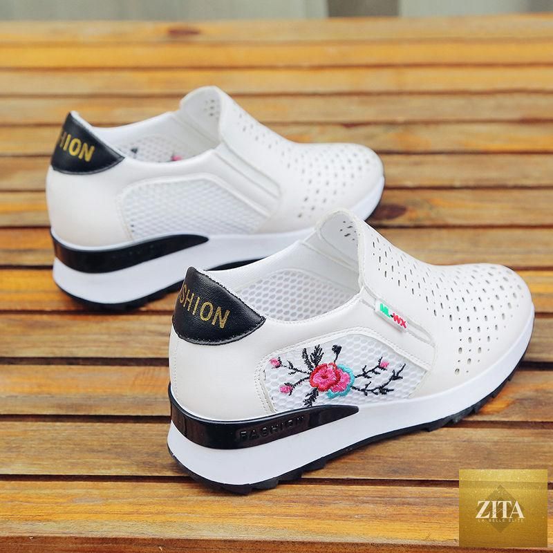Women’s Stevvex casual slip-on sneakers with mixed colors, high-top design, hidden heel, and platform for summer comfort.