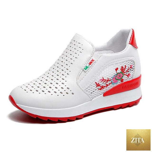 Women’s Stevvex casual slip-on sneakers with mixed colors, high-top design, hidden heels, and platform soles for summer comfort.