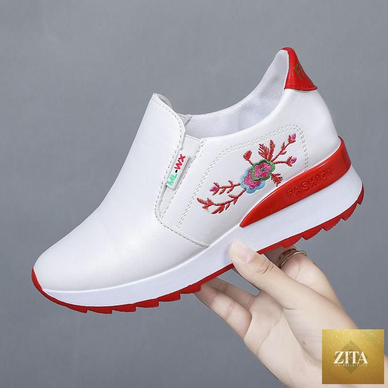 Women’s Stevvex casual slip-on sneakers in mixed colors with hidden heels, high tops, and platform soles for comfortable summer wear.