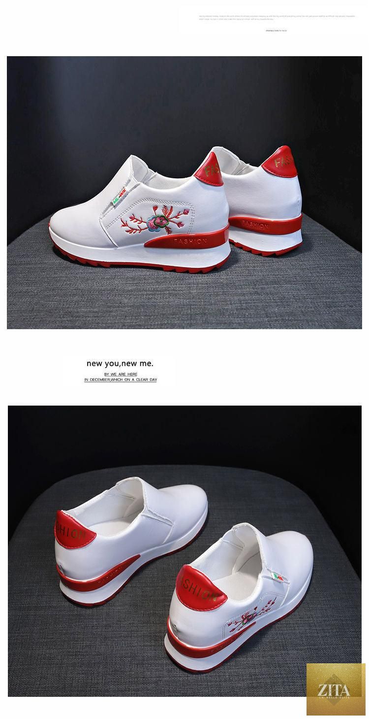 Women’s Stevvex casual slip-on sneakers with mixed colors, high-top design, hidden heel, and casual platform for summer wear.