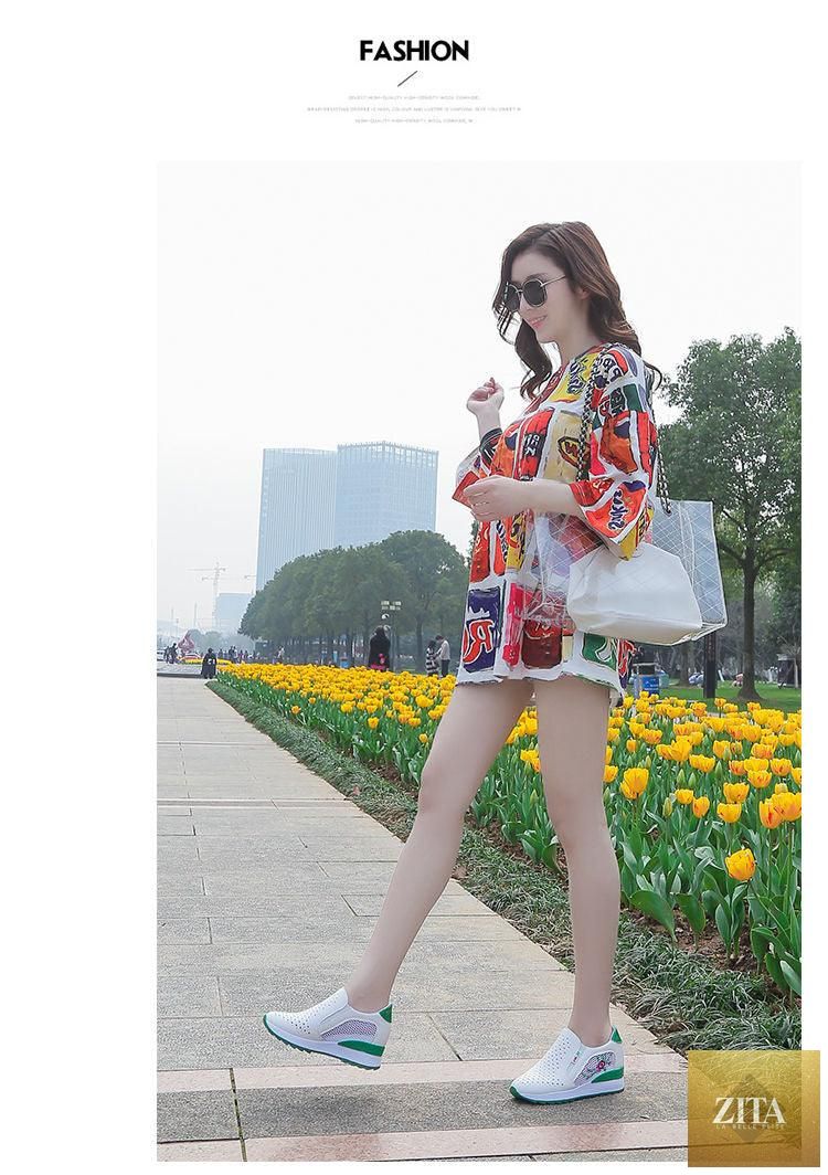 Women wearing Stevvex casual slip-on sneakers with mixed colors, high-top design, hidden heel, and casual platform style.