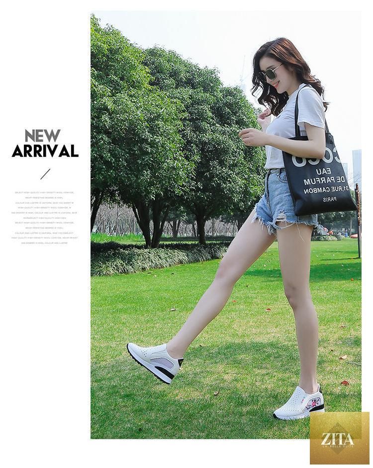 Women Stevvex casual slip-on sneakers with mixed colors, high-top design, hidden heel, and platform for comfort and style.