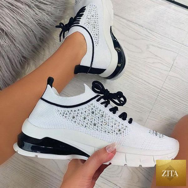 Stevvex women's elegant sneakers with thick soles, breathable mesh, lace-up design, ideal for casual, athletic, and beach wear.