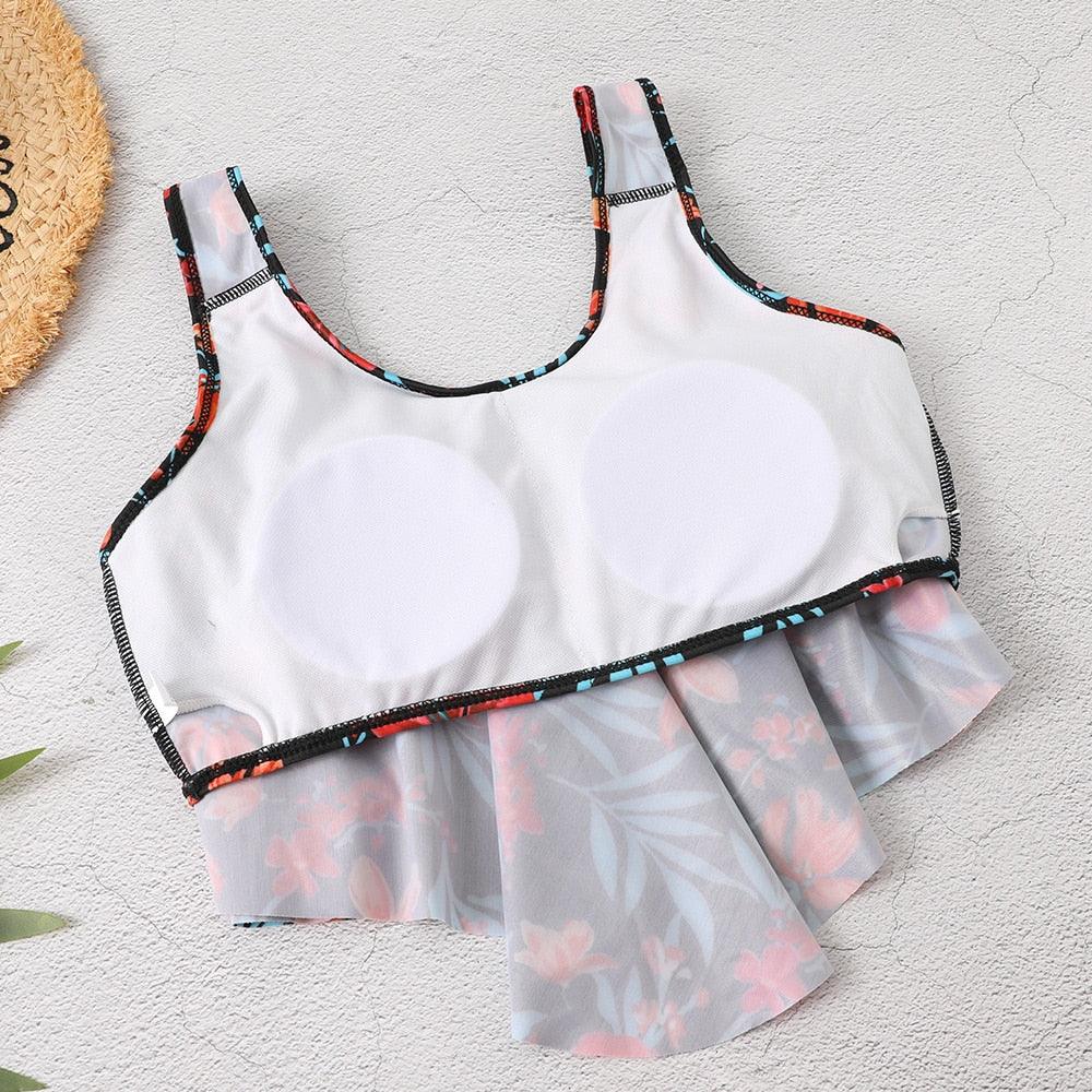 Women High Waist Bikini Plus Size Swimwear Summer Swimsuit Beach Bathing Suit Ruffle Bikini Floral Printed Ruffle High Waist Bikini Set Women's Tummy Control Bathing Suit Swimsuit Flounce Peplum